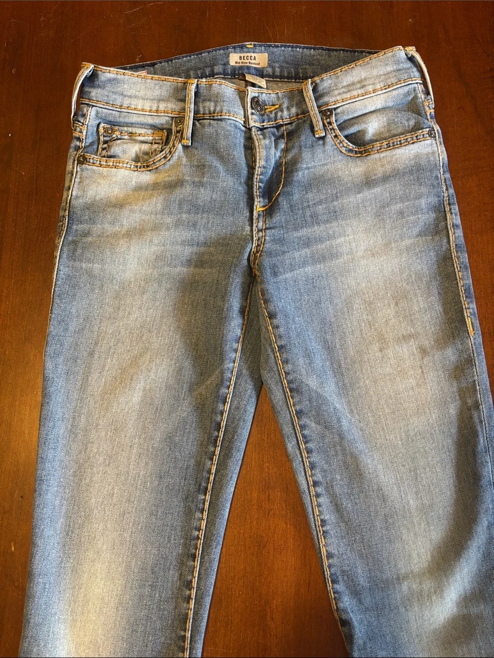 TRUE RELIGION BECCA Twisted Seam Light Blue Boot Cut Size 25 Jeans (L-133) - Picture 9 of 14